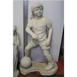 CONCRETE GIRL SOCCER PLAYER STATUE