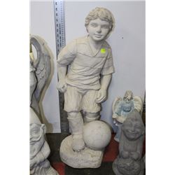 CONCRETE BOY SOCCER PLAYER STATUE