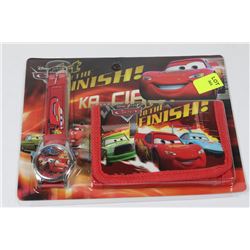 CHILDRENS CARS WATCH AND WALLET SET