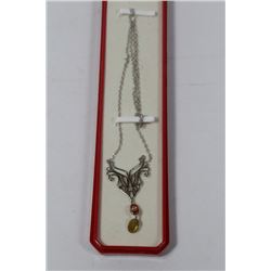 WHITE GOLD CUSTOM DIAMOND & SAPPHIRE NECKLACE