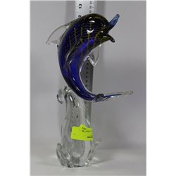ART GLASS BLUE DOLPHIN