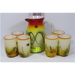 7 PIECE SET OF SNOWFLAKES ARTGLASS