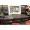 Image 2 : NEW BROWN LEATHERETTE RECLINING SOFA W LOVE