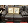 Image 3 : NEW BROWN LEATHERETTE RECLINING SOFA W LOVE