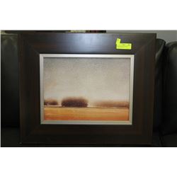 DK. BROWN WOOD FRAMED SCENIC/ABSTRACT