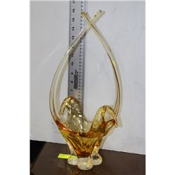 AMBER GLASS ART DISH