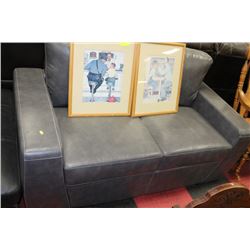 GREY LEATHERETTE LOVE SEAT