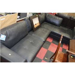 BLACK LEATHERETTE CHAISE LOUNGE SECTIONAL