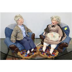 PAIR OF PORCELAIN OLD LADY DOLLS