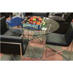 SHOWHOME CHROME AND GLASS TABLE W 4 BLACK