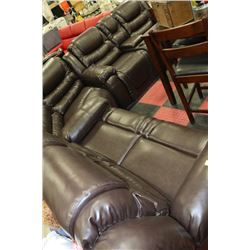 CHOCOLATE BROWN LEATHER RECLINING SECTIONAL