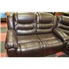 Image 2 : CHOCOLATE BROWN LEATHER RECLINING SECTIONAL