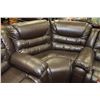 Image 3 : CHOCOLATE BROWN LEATHER RECLINING SECTIONAL