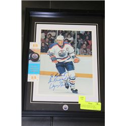 SIGNED WAYNE GRETZKY 1983 AUTOGRAPHED PHOTO W/  MINT NHL TICKET