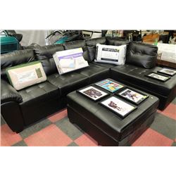 NEW BLACK LEATHERETTE LARGE SECTIONAL W