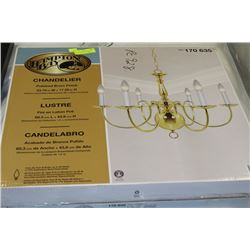 NEW HAMPTON BAY POLISHED BRASS FINISH CHANDELIER