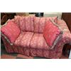 Image 1 : PINK FABRIC PLUSH LOVESEAT W/ CUSHIONS