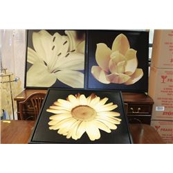 SET OF 3 SHOWHOME CANVAS FLOWER PICTURES