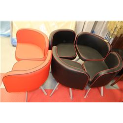 SET OF 6 RED & BLACK LEATHERETTE CHAIRS