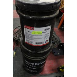 TWO 5 GALLON PAILS OF HYDRAULIC FLUID AND DIESEL