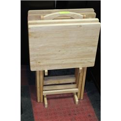 4 PC WOOD TV TRAY SET