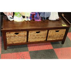 HALL BENCH WITH 3 PULL-OUT BASKETS