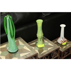 3 VARIOUS ART GLASS VASES