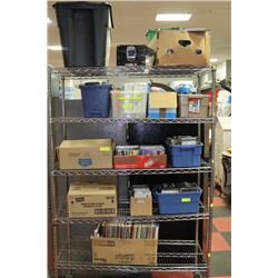 CONTENTS OF RACK INCLUDE DVD'S/VHS/LP'S AND BOOKS