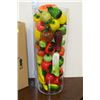 Image 1 : LARGE GLASS VASE W/ GLASS FRUIT