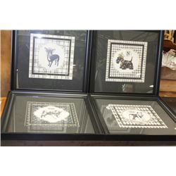 SHOWHOME SET OF 4 FRAMED DOG PICTURES