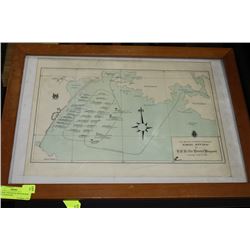 VINTAGE 1958 NAVAL REVIEW MAP OF BC COASTLINE