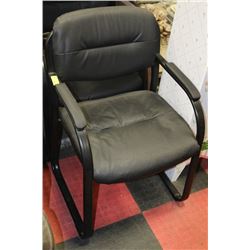 BLACK LEATHERETTE WAITING ROOM ARMCHAIR
