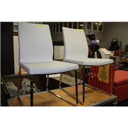 SHOWHOME PAIR OF WHITE LEATHERETTE AND CHROME