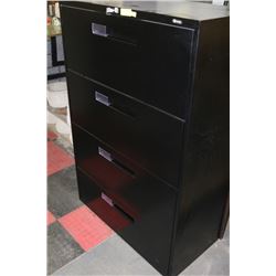 LARGE LOCKABLE BLACK LATERAL 4-DRAWER FILE