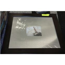 DK. BROWN WOOD FRAMED CLOCK XII PICTURE