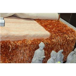 69" X 97" ORANGE SHAG FRAMED AREA RUG