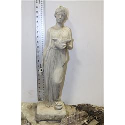 CONCRETE LADY W/ BIRD STATUE