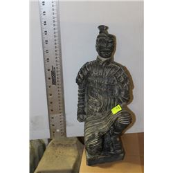 TERRA COTTA KNEELING WARRIOR STATUE