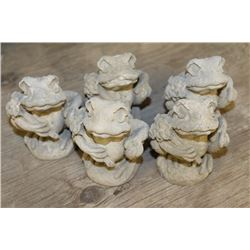 GROUP OF 5 SMALL FROG ORNAMENTS