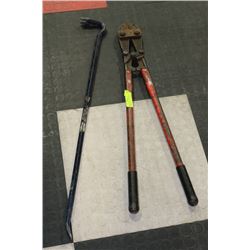 LARGE BOLT CUTTERS & GOOSE NECK PRY BAR