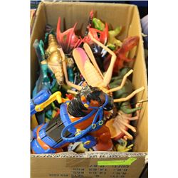 BOX OF KID'S TOYS - INSECTS, DINOSAURS,