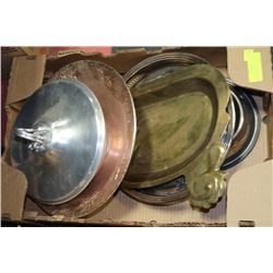 FLAT OF VARIOUS METAL & BRASS TRAYS & BOWLS