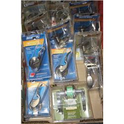 FLAT OF NEW DOOR HANDLES & 1 HANDLE SET