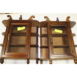 PAIR OF WOOD WALL HANGING MINI DISPLAYS