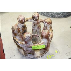 CARVED STONE "CIRCLE OF FRIENDS" CANDLE HOLDER