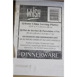 12 PIECE BONE CHINA DINNER PLATES 29 X18CM - NEW
