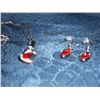 Image 1 : 18 K WHITE GOLD PLATED AUSTRAIN CLEAR AND RED CRYSTAL PENDANT AND EARRINGS SET WITH NECKLACE (L118-7