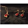 Image 2 : 18 K WHITE GOLD PLATED AUSTRAIN CLEAR AND RED CRYSTAL PENDANT AND EARRINGS SET WITH NECKLACE (L118-7