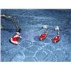 Image 3 : 18 K WHITE GOLD PLATED AUSTRAIN CLEAR AND RED CRYSTAL PENDANT AND EARRINGS SET WITH NECKLACE (L118-7