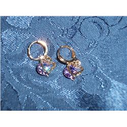 14K YELLOW GOLD FILLED AMETHYST ZIRCON EARRINGS (L118-13)